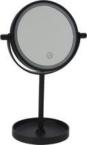 Make-up spiegel zwart met ledverlichting 15 cm - touch screen - make-up spiegels