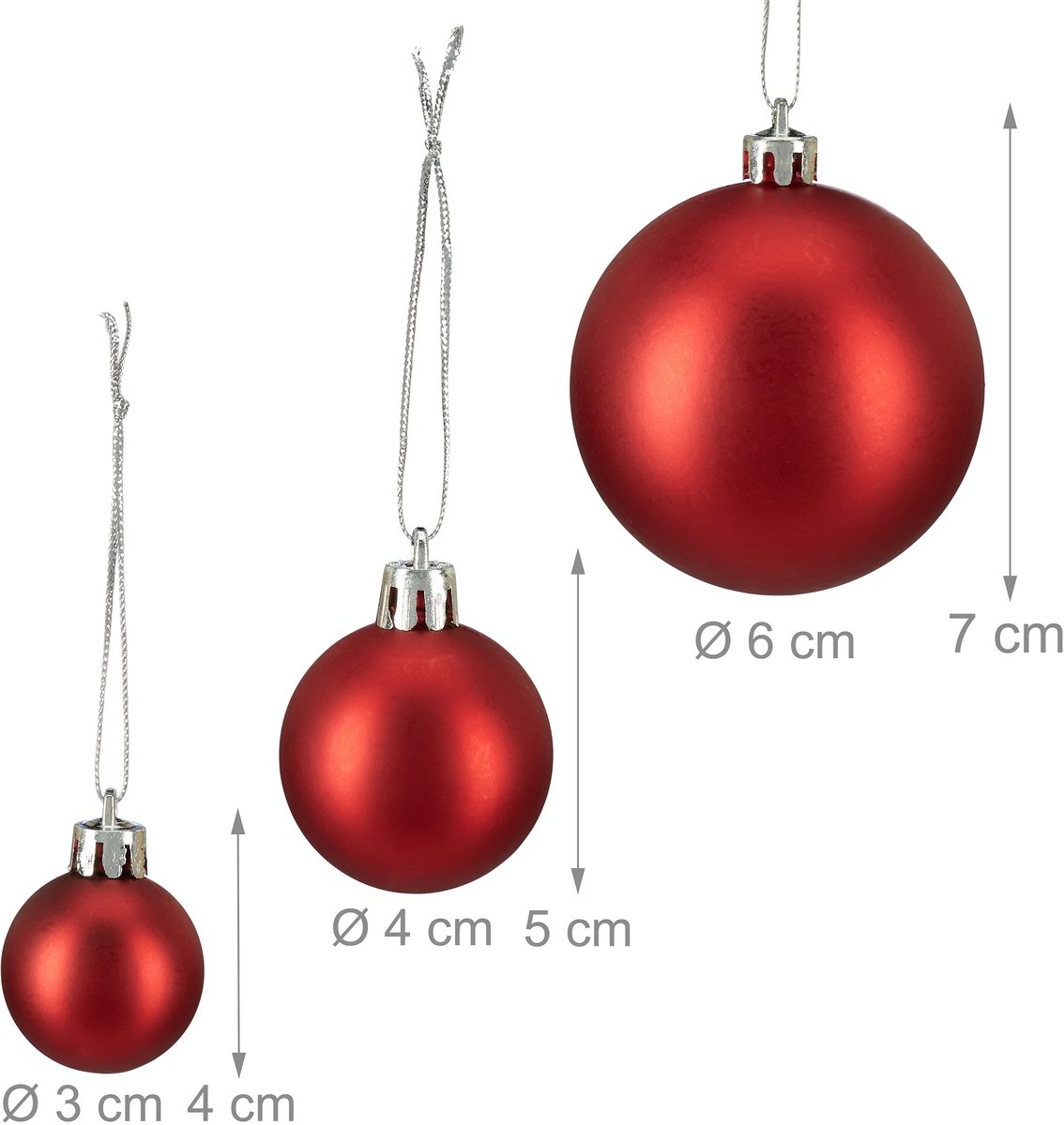 Kerstballen - set van 100 - plastic - rood – foto 7