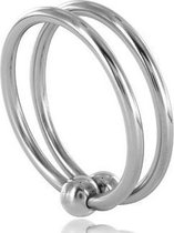 Metalhard Double Glans - Cockring - Dubbele ringen - Roestvrij Staal - 32mm Diameter