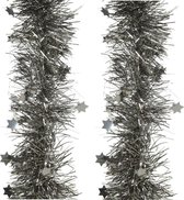 2x pièces de guirlandes étoiles lametta/feuille anthracite (gris chaud) 10 cm x 270 cm - Guirlandes de Noël/Guirlandes de Noël