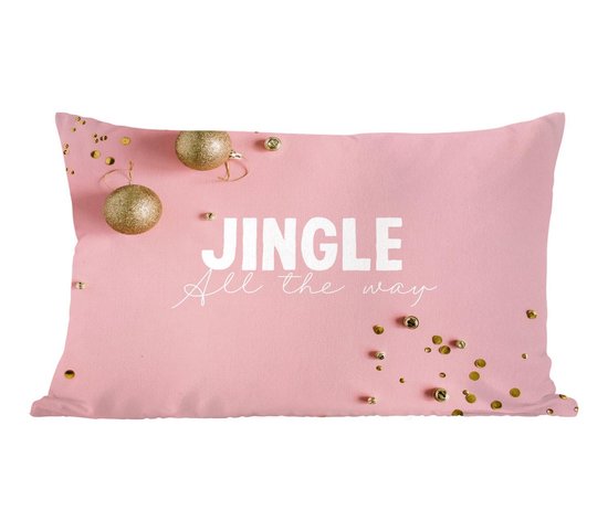 Sierkussens - Kussentjes Woonkamer - 50x30 cm - Winter - Roze - Goud - Kerstversiering - Kerstdecoratie voor binnen - Woonkamer