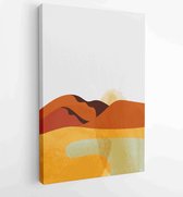 Verzameling van bergen en landschap van oasestad woestijnzand en gigantische saguarocactus zonsondergang handgetekende digitale kunst voor print en behang. 2 - Moderne schilderijen