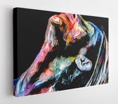 Mensen van kleur serie. Kleurrijk geschilderd abstract portret van jonge vrouw over creativiteit, verbeelding en kunst - Moderne kunst canvas - Horizontaal - 1701196147 - 115*75 Horizontal