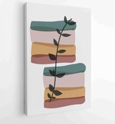 Earth tone boho gebladerte lijntekeningen tekenen met abstracte vorm. Abstract Plant Art-ontwerp voor print, omslag, behang, minimale en natuurlijke kunst aan de muur. 4 - Moderne