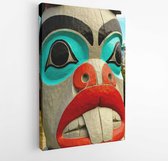 Onlinecanvas - Schilderij - Gezicht Een Totempaal In Reedsport. Oregon. Art -verticaal Vertical - Multicolor - 40 X 30 Cm