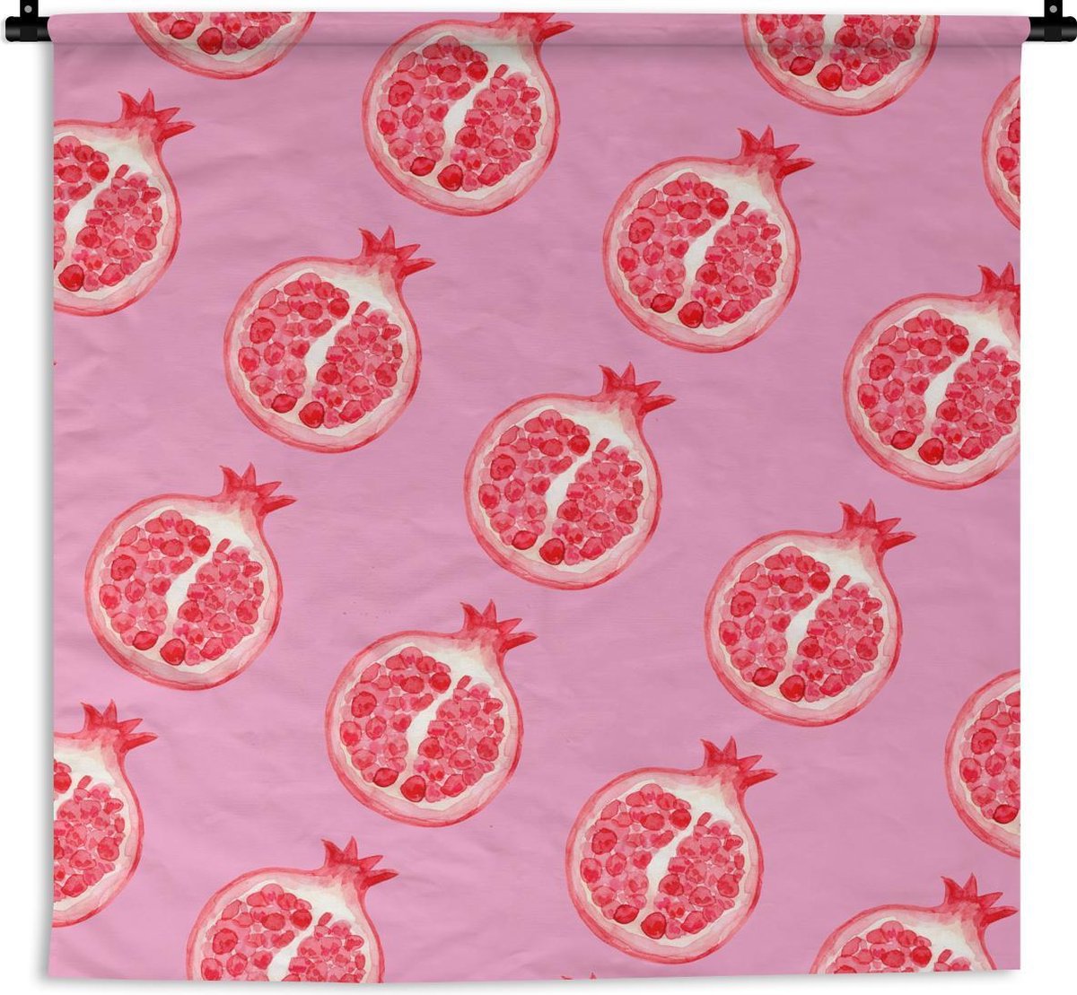 Wandkleed - Fruit - Roze - Sjablonen - 120x120 cm - Wandtapijt