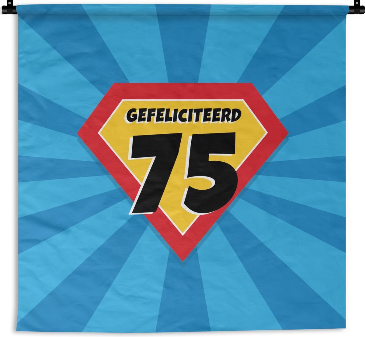 Wandkleed - Wanddoek - Jubileum - 75 jaar - Cape - 60x60 cm - Wandtapijt