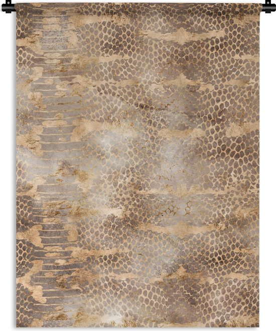 Tapisserie - Toile murale - Imprimé animalier - Serpent - Or - Marron - 90x120 cm - Tapisserie