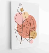 Earth tone boho gebladerte lijntekeningen tekenen met abstracte vorm. Abstract Plant Art-ontwerp voor print, omslag, behang, minimale en natuurlijke kunst aan de muur. 3 - Moderne