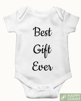 Happy Goodz Bébé Romper Best Gift Ever, annonce de grossesse / annonce, enceinte, 100 % coton, cadeau de maternité, barboteuse avec texte, futurs parents|0-3 mois - Sinterklaas ou cadeau de Noël