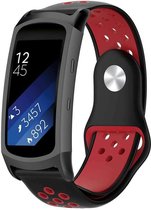 Siliconen Smartwatch bandje - Geschikt voor  Samsung Gear Fit 2 / Gear Fit 2 Pro sport band - zwart/rood - Strap-it Horlogeband / Polsband / Armband