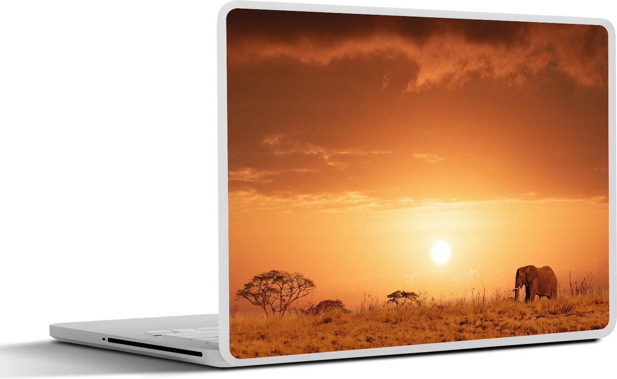 Afbeelding van product SleevesAndCases  Laptop sticker - 10.1 inch - Zonsondergang op de Savanne in oranje tinten
