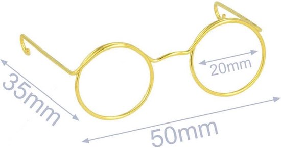 Bril voor knuffels maken goud 5 cm nikkel 5 stuks