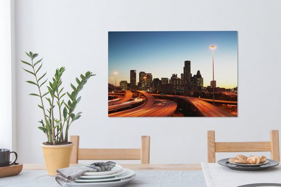 Tableau sur toile Soirée - Houston - Highway - 90x60 cm - Décoration murale