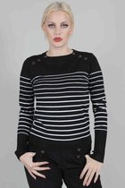 Voodoo Vixen - Bethsy Sea Striped Crew Neck Sweater/trui - XXL - Zwart