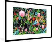 Fotolijst incl. Poster - Jungle - Planten - Dieren - 120x80 cm - Posterlijst