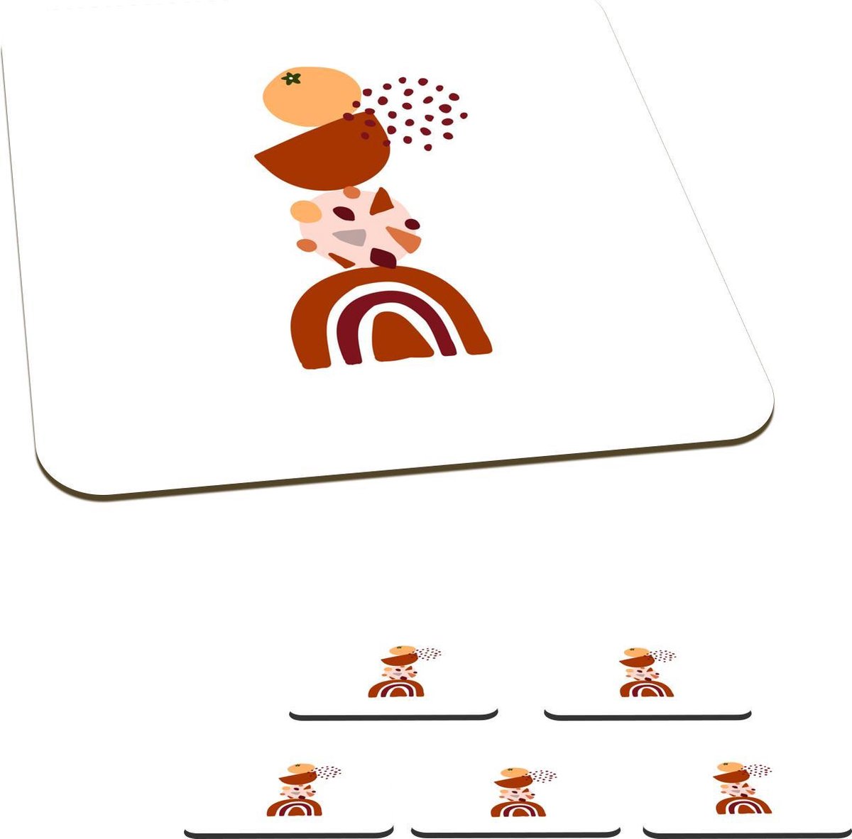 Onderzetters voor glazen - Winter - Ontwerp - Abstract - 10x10 cm - Glasonderzetters - 6 stuks