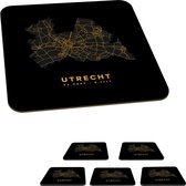 Onderzetters voor glazen - Utrecht - Kaart - Nederland - Gold - 10x10 cm - 6 stuks