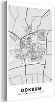 Wanddecoratie Metaal - Aluminium Schilderij Industrieel - Stadskaart - Dokkum - Grijs - Wit - 100x150 cm - Dibond - Foto op aluminium - Industriële muurdecoratie - Voor de woonkamer/slaapkamer - Plattegrond
