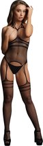 Strappy suspender bodystocking - Black - O/S