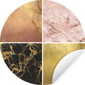 WallCircle - Muurstickers - Behangcirkel - Marmer - Rosé - Gold - ⌀ 30 cm - Muurcirkel - Zelfklevend - Ronde Behangsticker