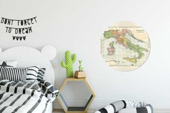WallCircle - Wall Circle - Wall Circle - Carte Vintage de l'Italie - Aluminium - Dibond - 60x60 cm - Intérieur et Extérieur