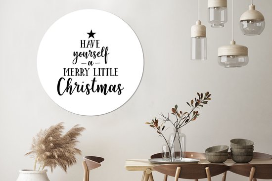 Citation de Noël Ayez un joyeux petit Noël avec un fond blanc Sticker papier peint cercle mural - ⌀ 120 cm - peinture ronde - cercle papier peint - cercle mural - cercle vivant - autocollant & découpe ronde