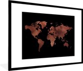 Fotolijst incl. Poster - Wereldkaart - Rood - Zwart - 80x60 cm - Posterlijst
