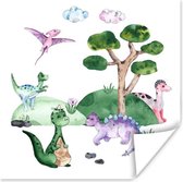 Affiche Nursery - Dinosaurus - Wit - 50x50 cm
