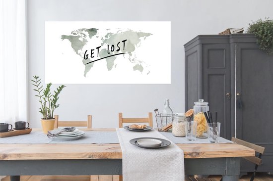 Cartes du monde du Wereldkaart - Carte du monde - Peinture à l'aquarelle - Dire - 160x80 cm