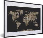 Fotolijst incl. Poster - Wereldkaart - Dierenprint - Luipaard - 40x30 cm - Posterlijst