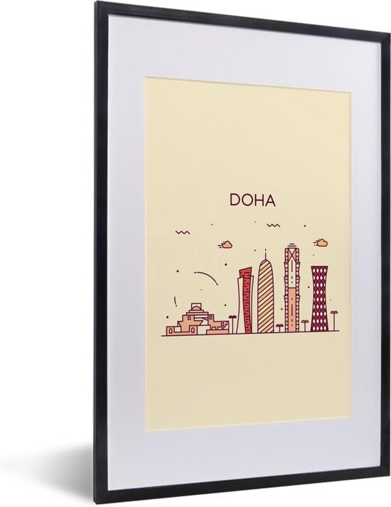 Fotolijst incl. Poster - Skyline - Qatar - Doha - 40x60 cm - Posterlijst