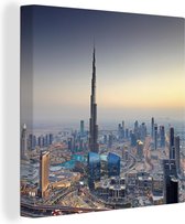 Canvas Schilderij Burj Khalifa - Skyline - Dubai - 20x20 cm - Wanddecoratie