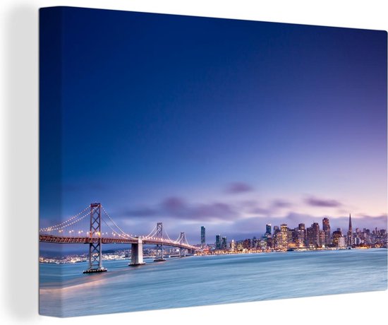 La ligne d' horizon de la Golden Gate Bridge en toile 120x80 cm - impression photo sur toile peinture Décoration murale salon / chambre à coucher) / Villes Peintures Toile