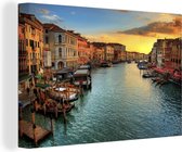 Canvas schilderij 180x120 cm - Wanddecoratie Venetië - Zonsondergang - Italië - Muurdecoratie woonkamer - Slaapkamer decoratie - Kamer accessoires - Schilderijen