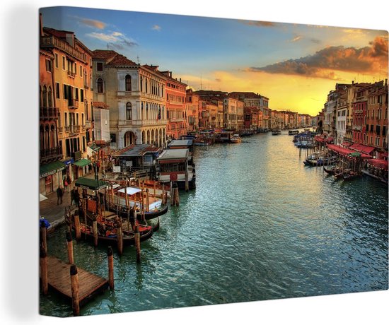 Canvas Schilderij Venetië - Zonsondergang - Italië - 180x120 cm -  Wanddecoratie XXL | bol.com