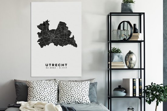 Tableau sur toile Utrecht - Nederland - Carte - 90x140 cm - Décoration murale