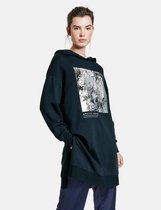 TAIFUN Dames Lange hoodie met metallic print