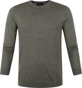 Profuomo - Pullover Merino O-Hals Groen - M - Slim-fit