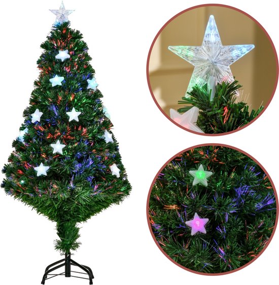 ChristmasGoodz - Kunstkerstboom met glasvezel verlichting en kerststerren -  Kerstboom... | bol.com