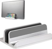 YONO Aluminium Laptop Houder Verticaal – Verticale Standaard voor Bureau – Tablet - Telefoon - Zilver