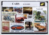 Auto's – Luxe postzegel pakket (A6 formaat) : collectie van 25 verschillende postzegels van auto's – kan als ansichtkaart in een A6 envelop - authentiek cadeau - kado - geschenk -