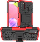 Rugged Kickstand Back Cover - Samsung Galaxy A03s Hoesje - Rood