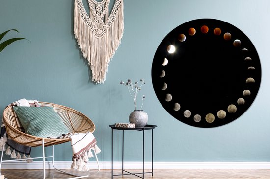 Image séquentielle des éclipses lunaires Cercle mural aluminium ⌀ 120 cm - tirage photo sur cercle mural / cercle vivant / cercle jardin (décoration murale) XXL / Groot format!