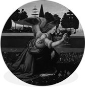 WallCircle - Wandcirkel ⌀ 150 - The Annunciation by Leonardo - Leonardo da Vinci - Ronde schilderijen woonkamer - Wandbord rond - Muurdecoratie cirkel - Kamer decoratie binnen - Wanddecoratie muurcirkel - Woonaccessoires