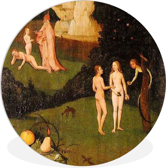 Wandcirkel - Muurcirkel Binnen - ⌀ - Kunststof - Haywain left wing of the triptych - schilderij van Jheronimus Bosch