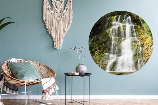 Cercle mural - Cercle mural - Cascade dans le Parc National Forillon au Canada - Aluminium - ⌀ 120 cm - Intérieur et Extérieur XXL