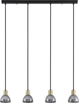 Lindby - hanglamp - 4 lichts - ijzer, glas - E14 - mat , mat goud, rookgrijs