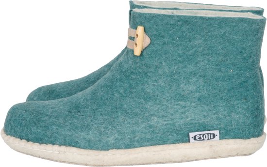 Vilten damesslof High Boots seagreen Colour:Zeegroen/ Ecru Size:37