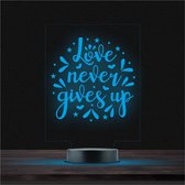 Led Lamp Met Gravering - RGB 7 Kleuren - Love Never Gives up